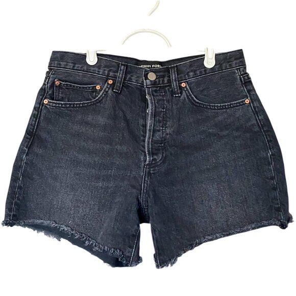 ARITZIA DENIM FORUM Washed Black The Ex Boyfriend Denim Shorts Size 27 - Picture 2 of 7